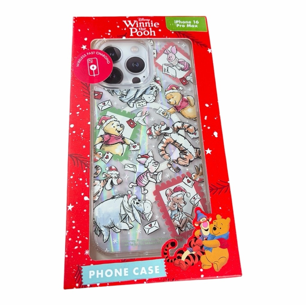 Disney Winnie the Pooh Clear iPhone 16 Pro Max Case Christmas Eeyore Tigger